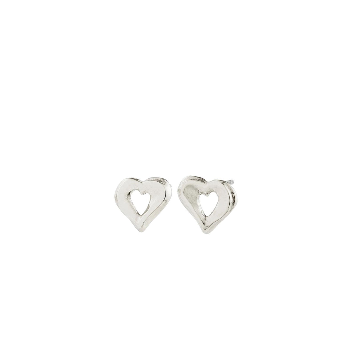 Pilgrim Iris Heart Stud Earrings, Silver