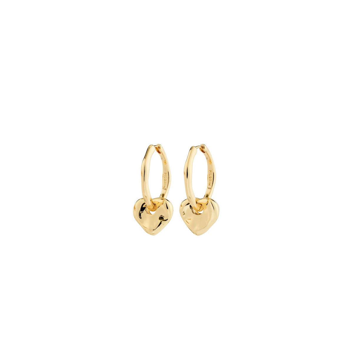 Pilgrim Nova Heart Charm Earrings, Gold