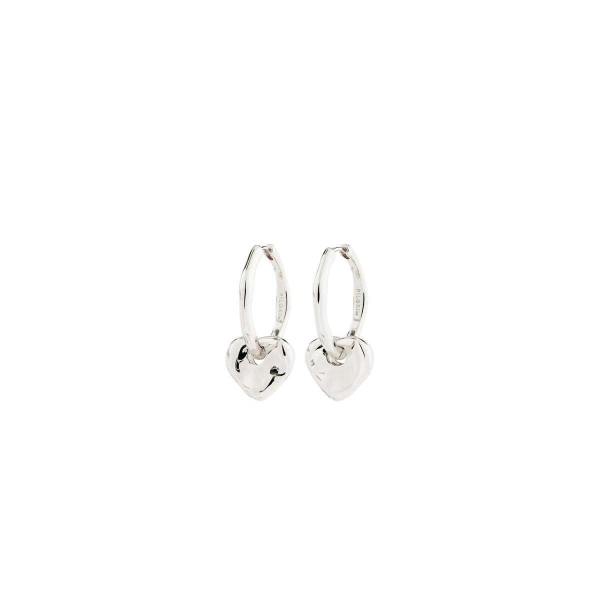 Pilgrim Nova Heart Charm Earrings, Silver