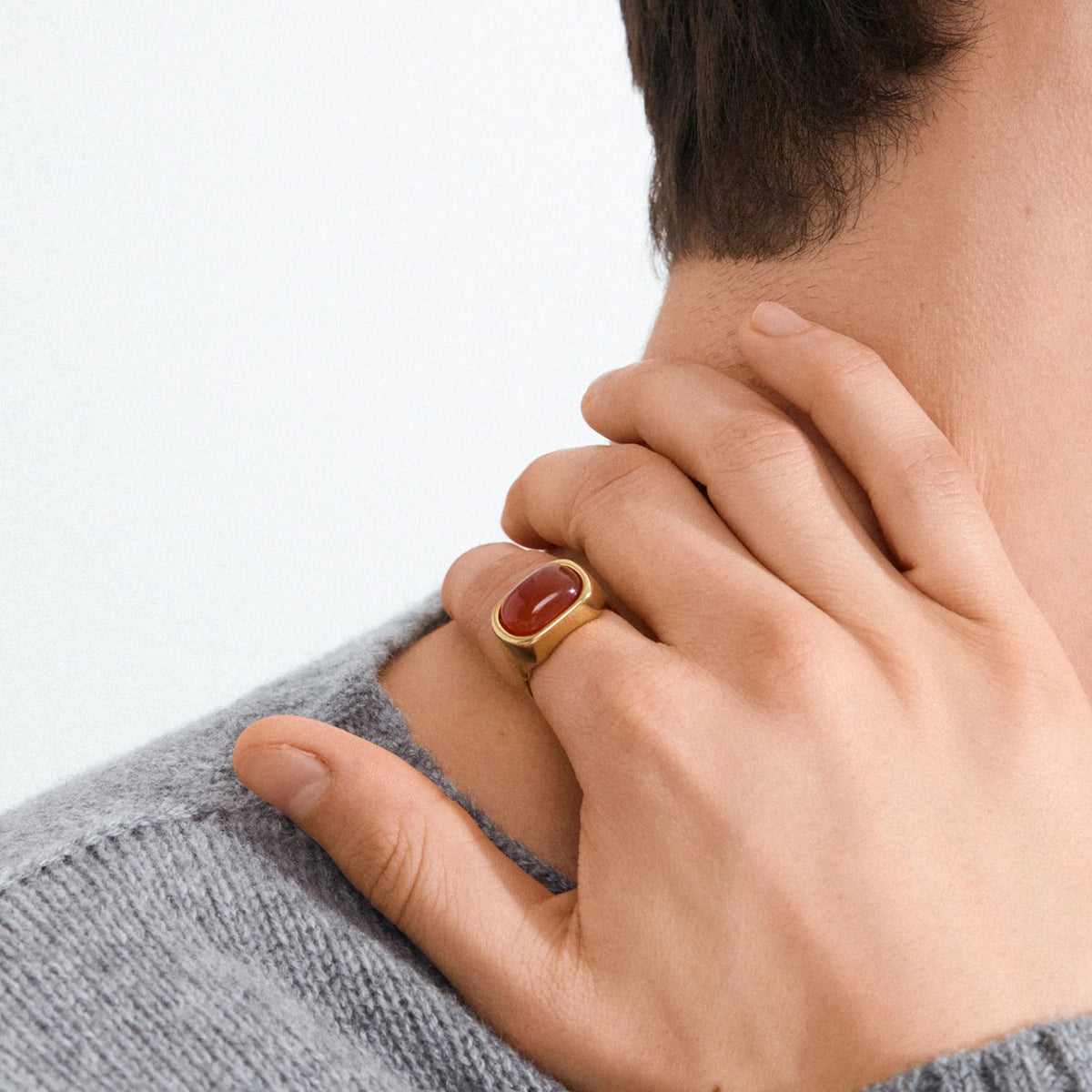 Pilgrim Now Adjustable Signet Ring, Gold & Red