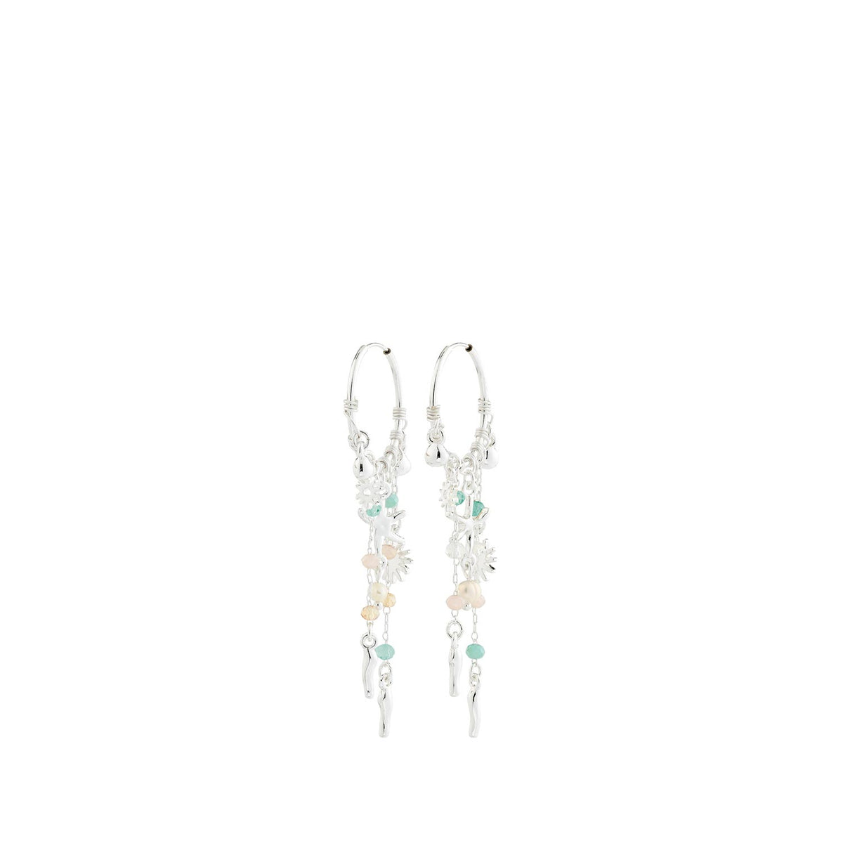 Pilgrim Prism Hoop Earrings, Silver
