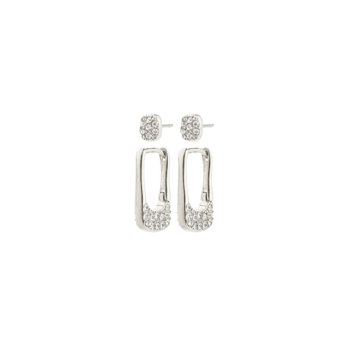 INSTANT earrings 2 in 1 set silver plated