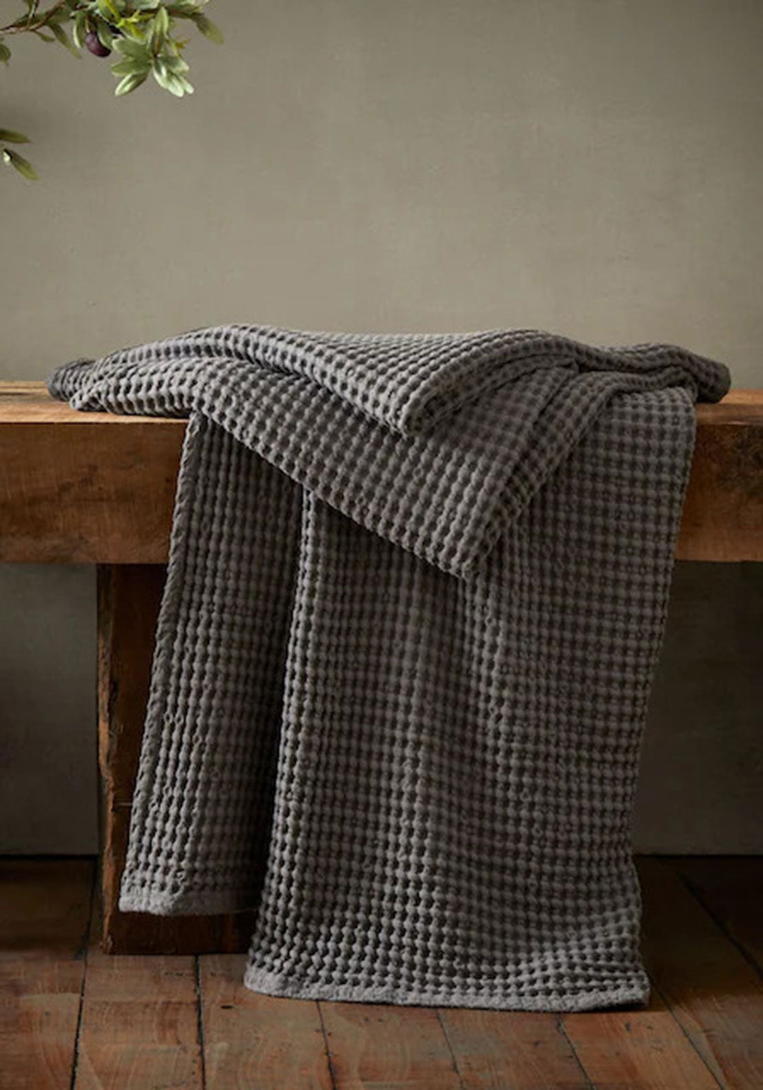 Pineapple Elephant Jaipur Chunky Waffle Cotton Throw, Grey