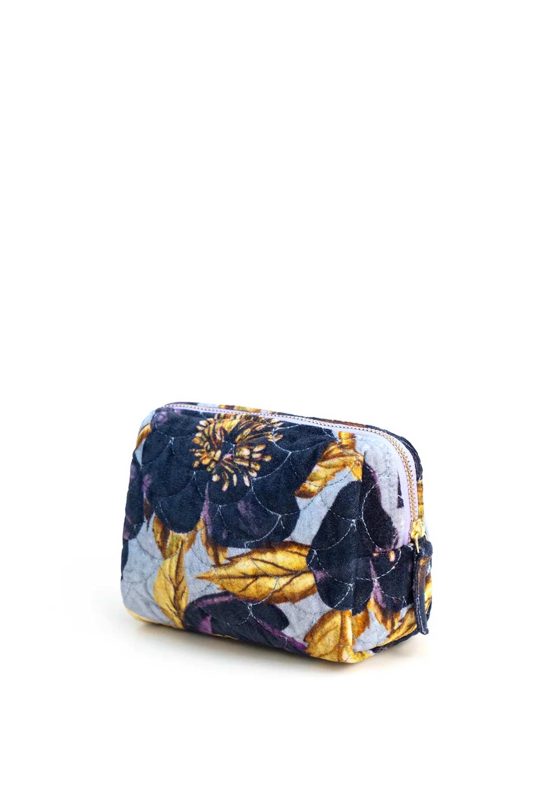 Powder Hellebore Quilted Velvet Vanity Bag, Purple