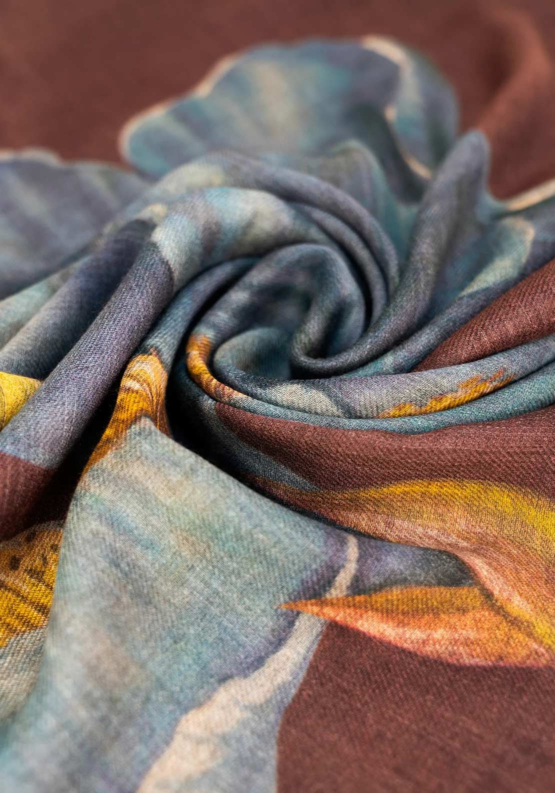 Powder Iris Wool Wrap Scarf, Purple Multi