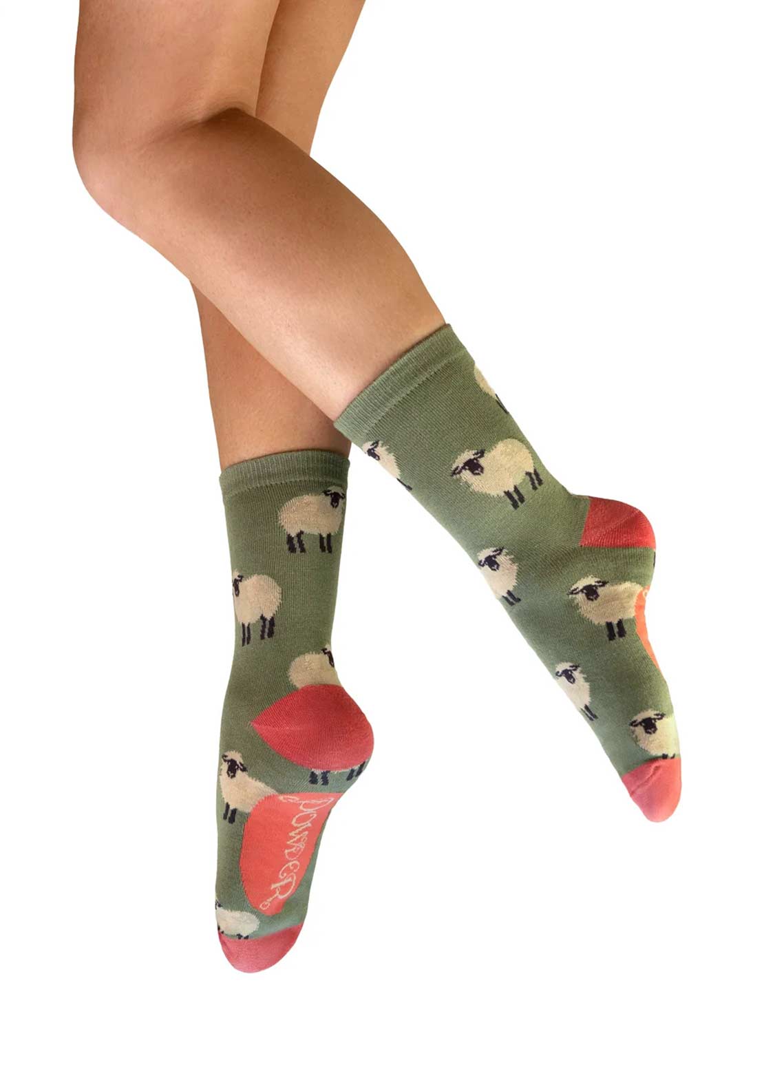 Powder Sheep Ankle Socks, Green