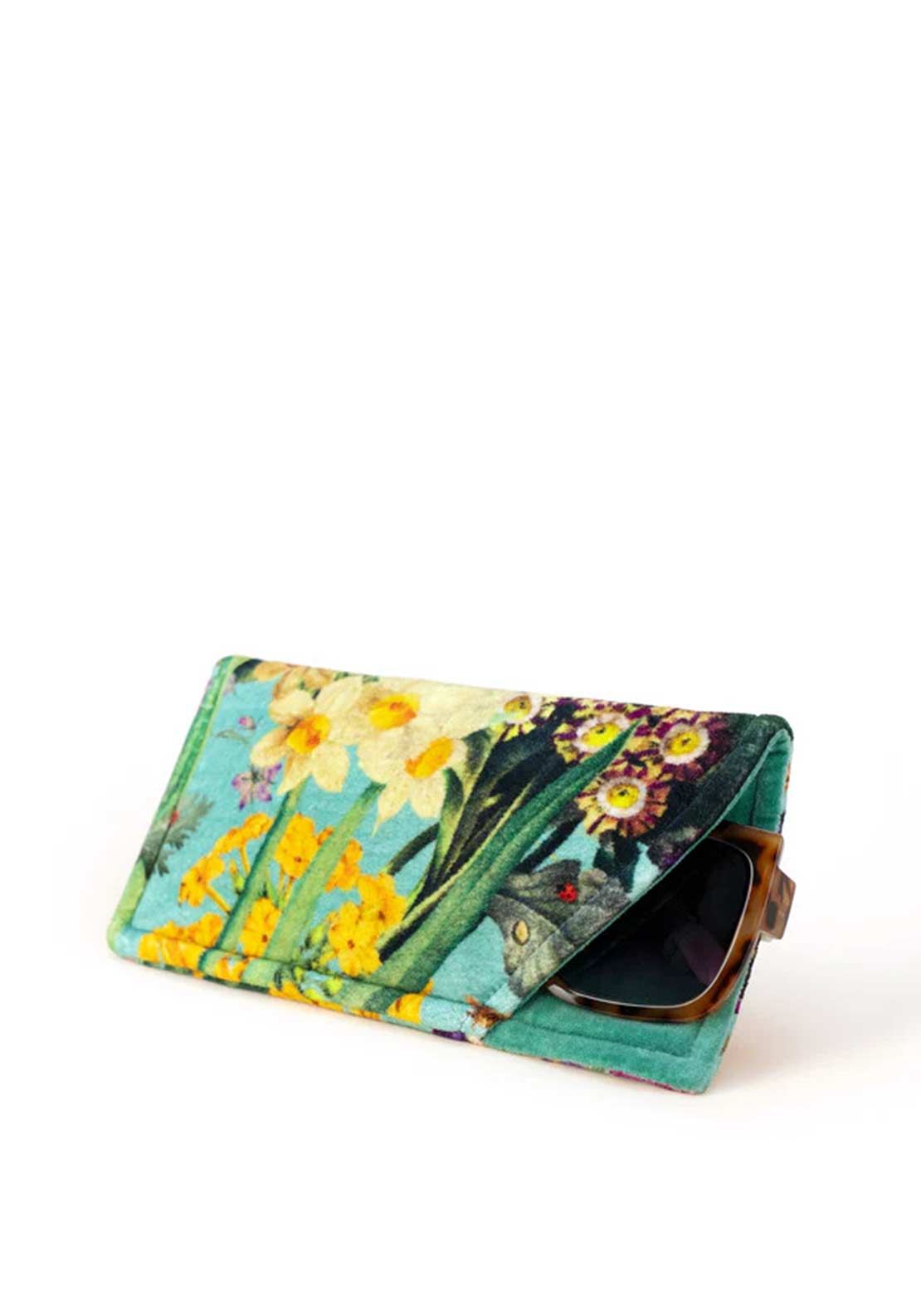 Powder Spring Flora Velvet Sunglasses Pouch, Green