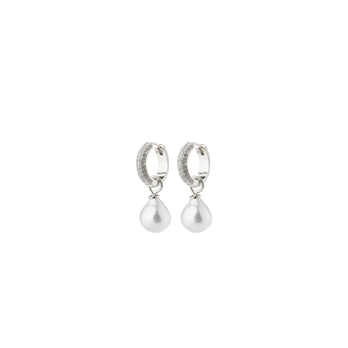 Pilgrim Edele Pearl & Crystal Hoop Earrings, Silver