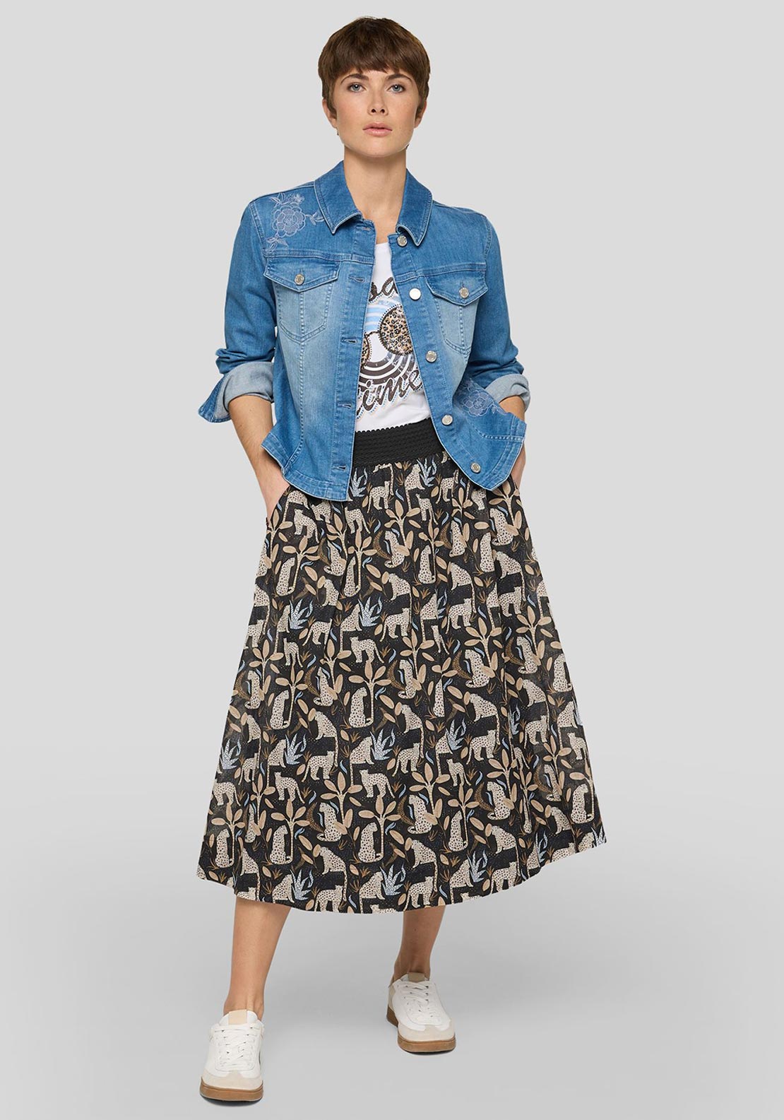 Rabe Floral Embroidered Denim Jacket, Blue