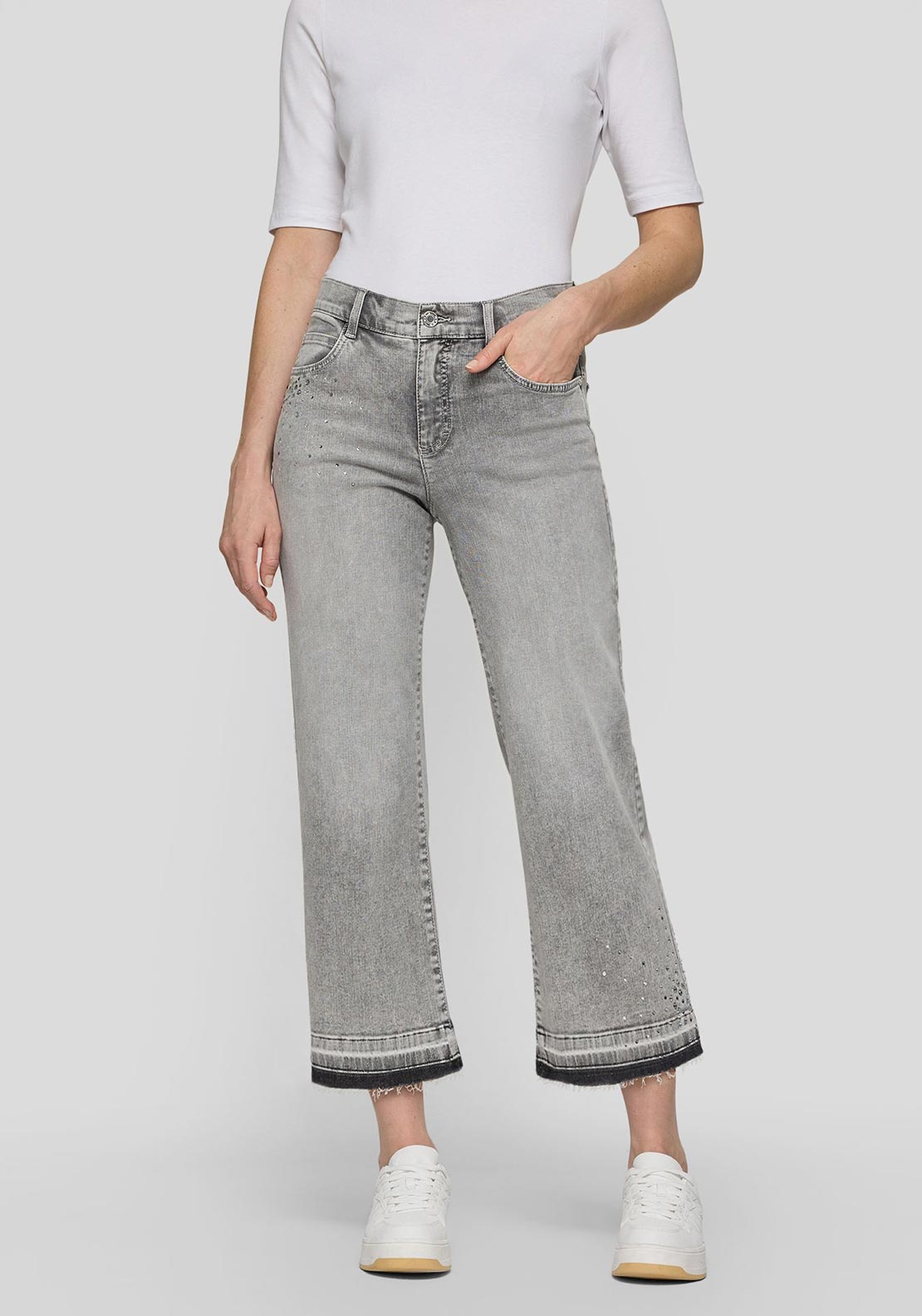 Rabe Willow Wide Leg With Rhinestone Detail Jeans, Grey