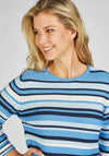 Rabe Striped Knit Cropped Sleeve Sweater, Blue