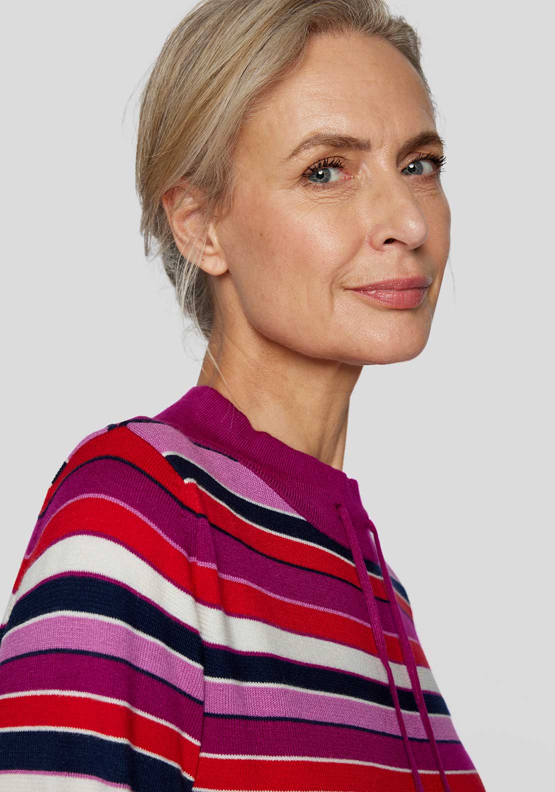 Rabe Striped High Neck Sweater, Purple Multi