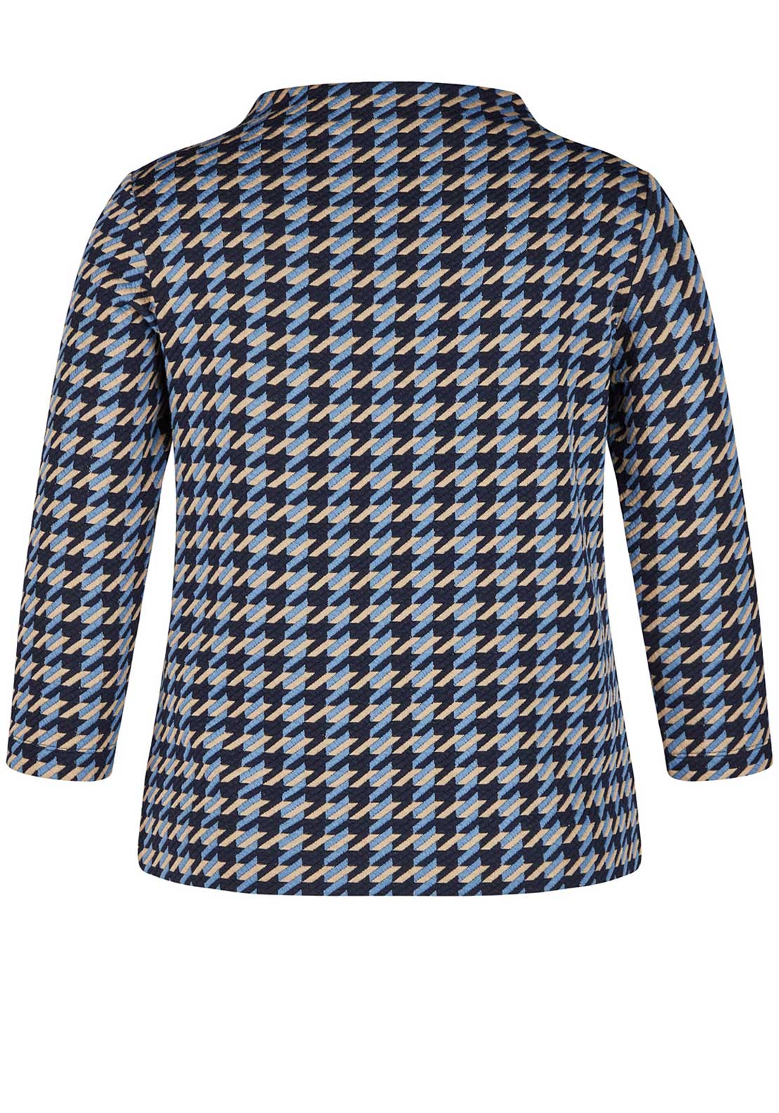 Rabe Geo Jacquard Cropped Sleeve Top, Blue