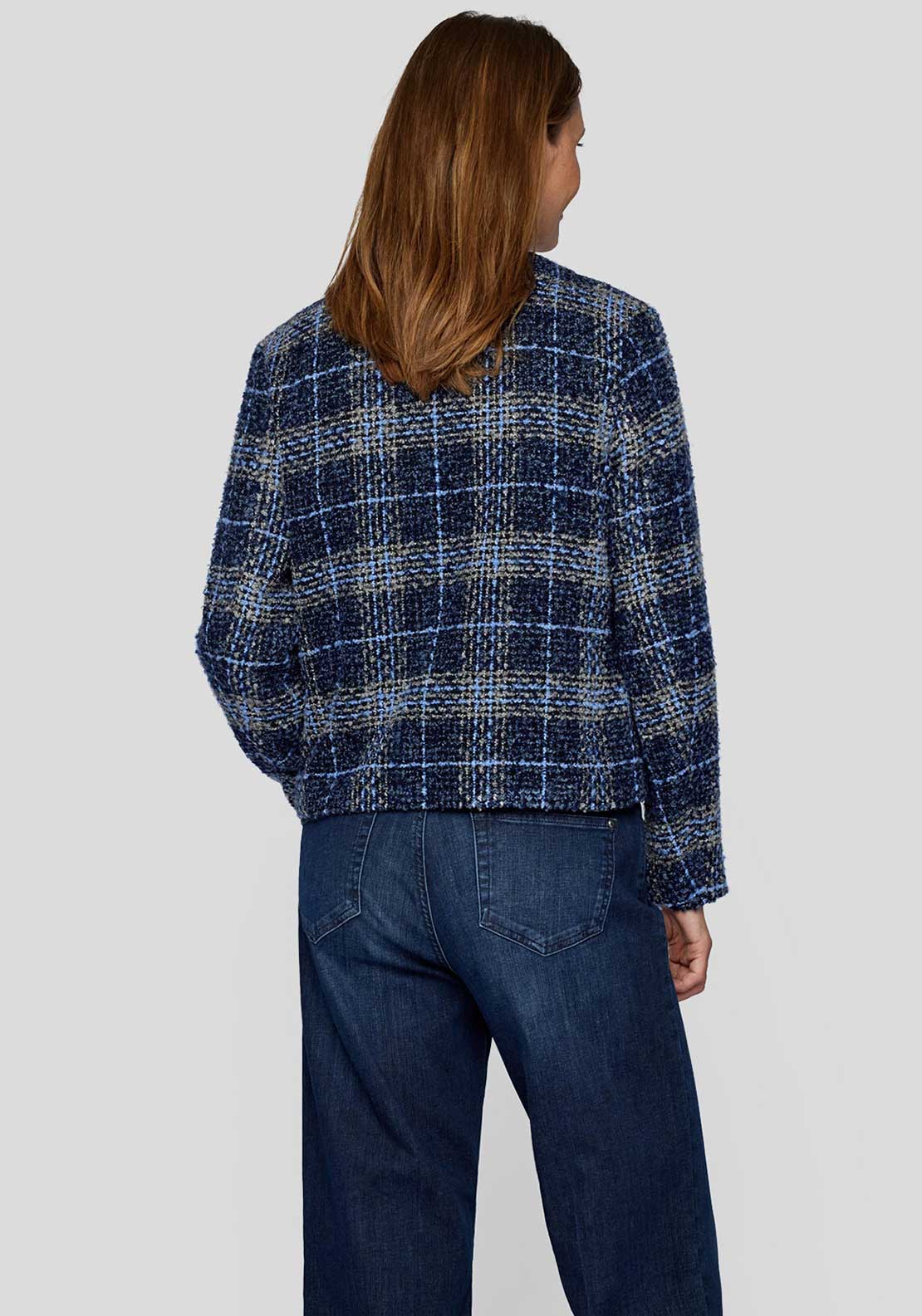 Rabe Check Knit Jacket, Blue