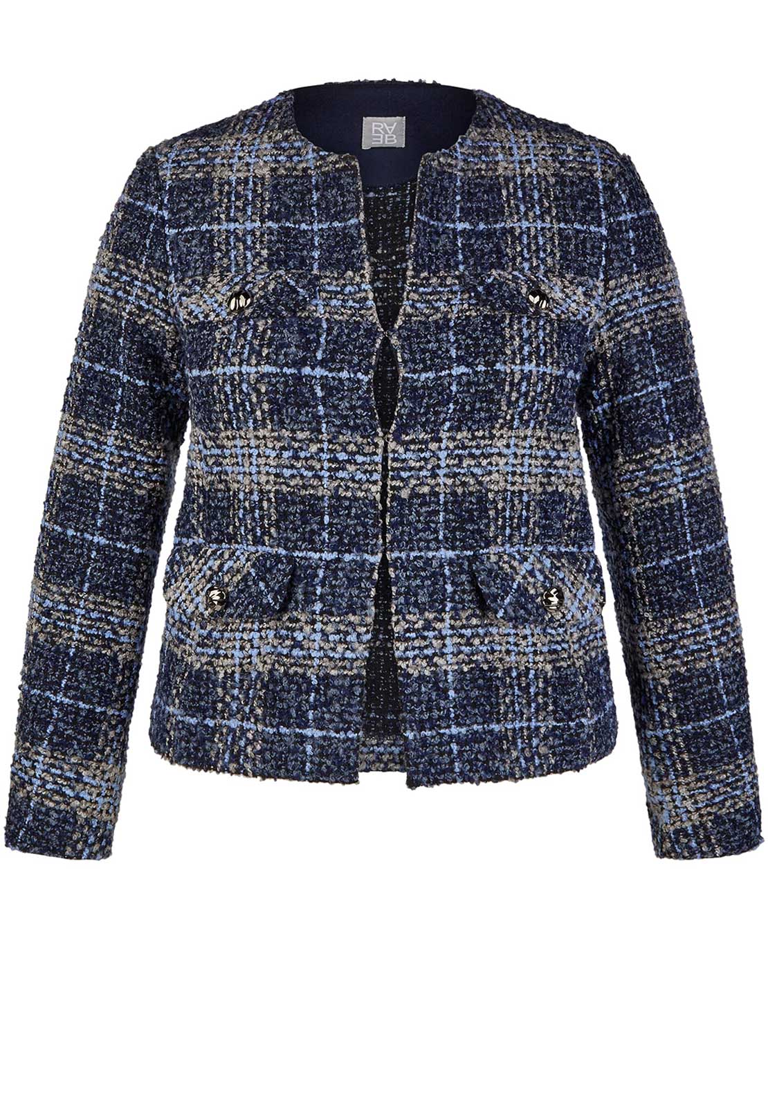 Rabe Check Knit Jacket, Blue