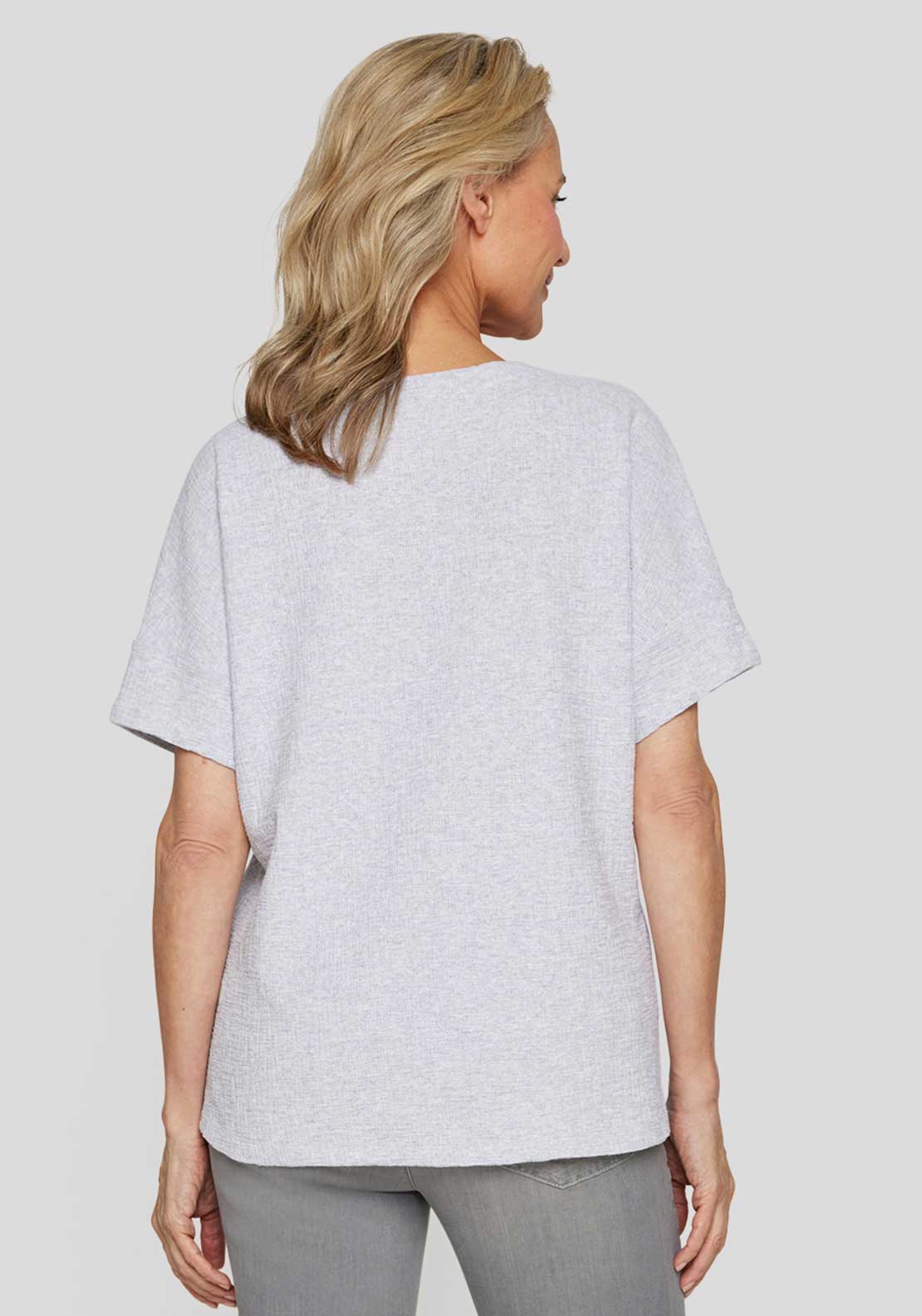 Rabe Embellished Textured T Shirt, Light Grey