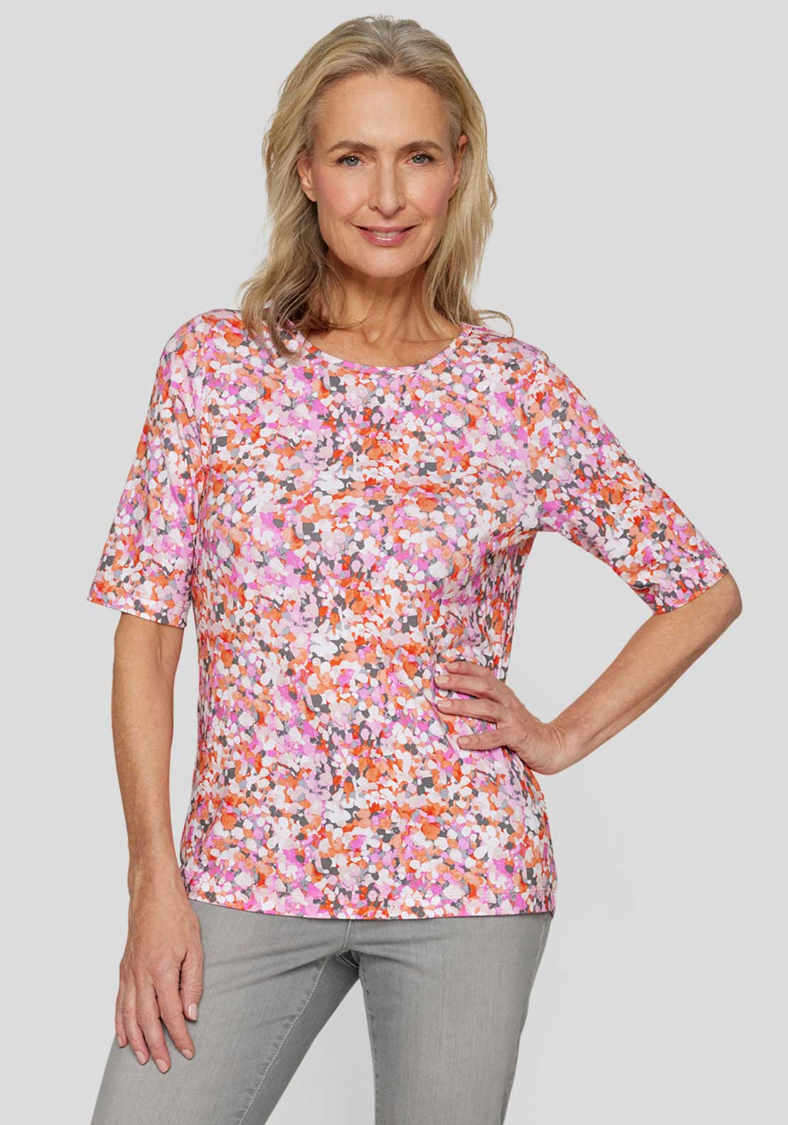 Rabe Abstract Print T-Shirt, Pink Multi