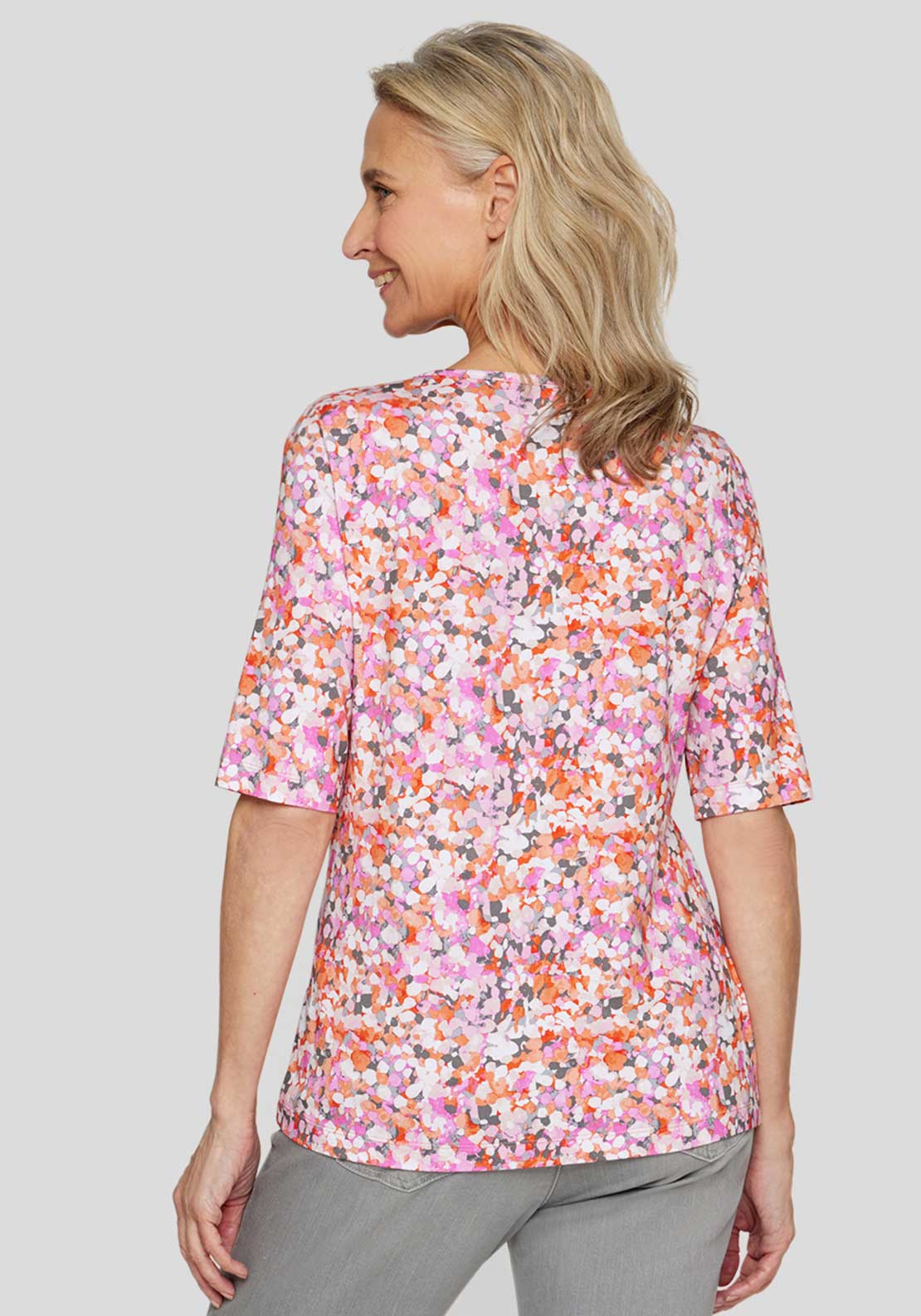 Rabe Abstract Print T-Shirt, Pink Multi