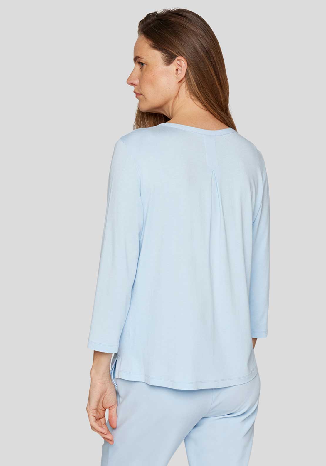 Rabe Embellished V Cut Blouse, Light Blue