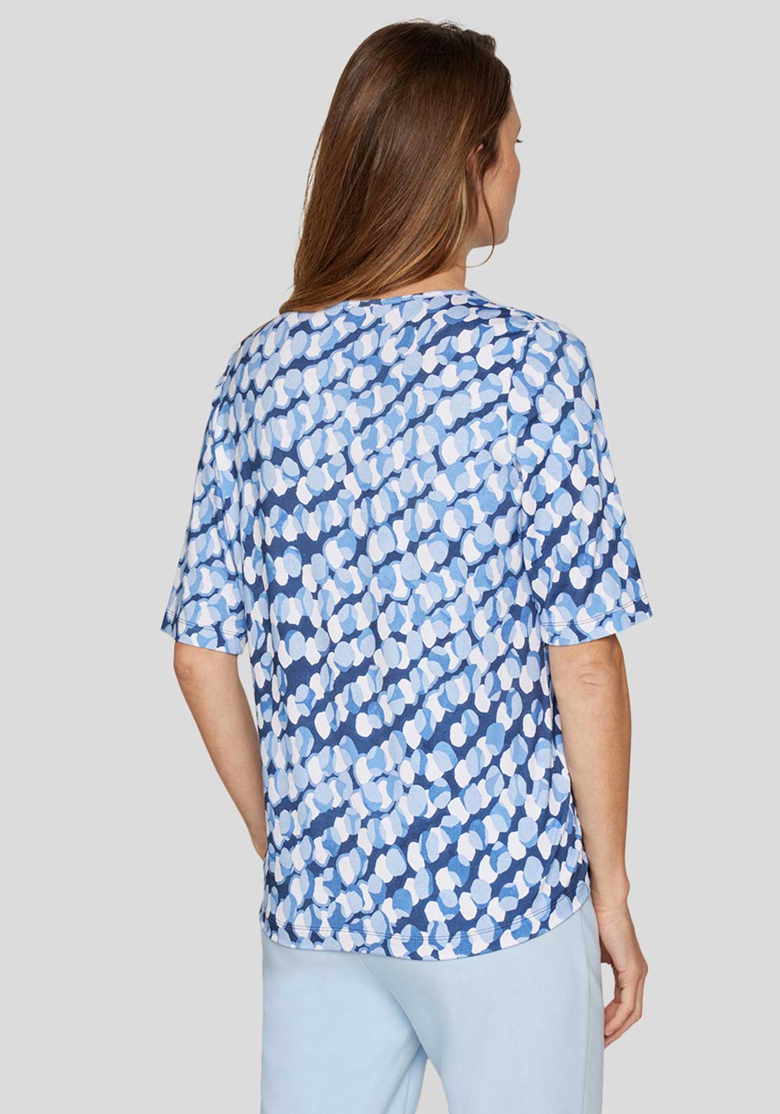 Rabe Spot Print Round Neck Top, Blue