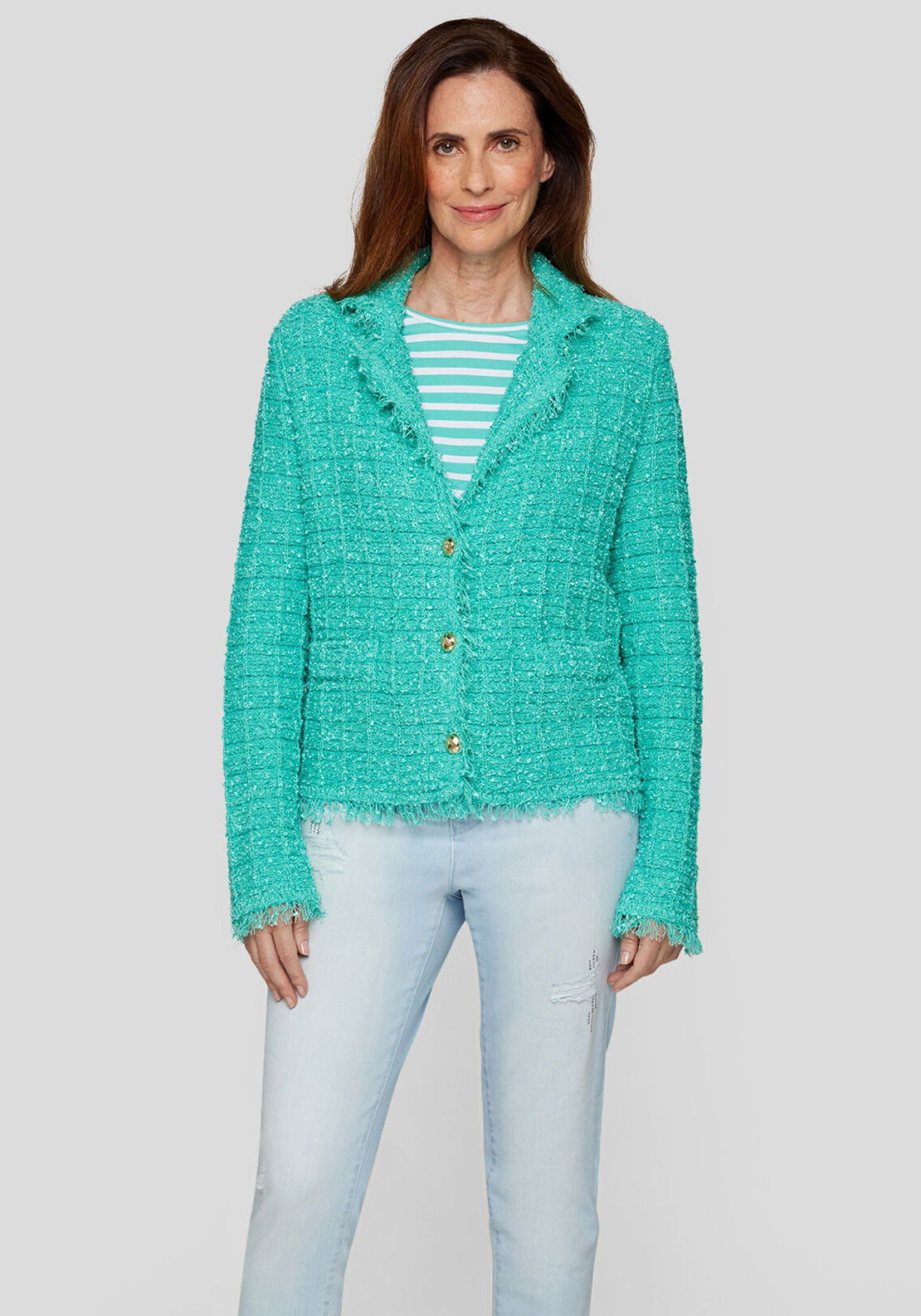 Rabe Textured Buttoned Jacket, Turquoise
