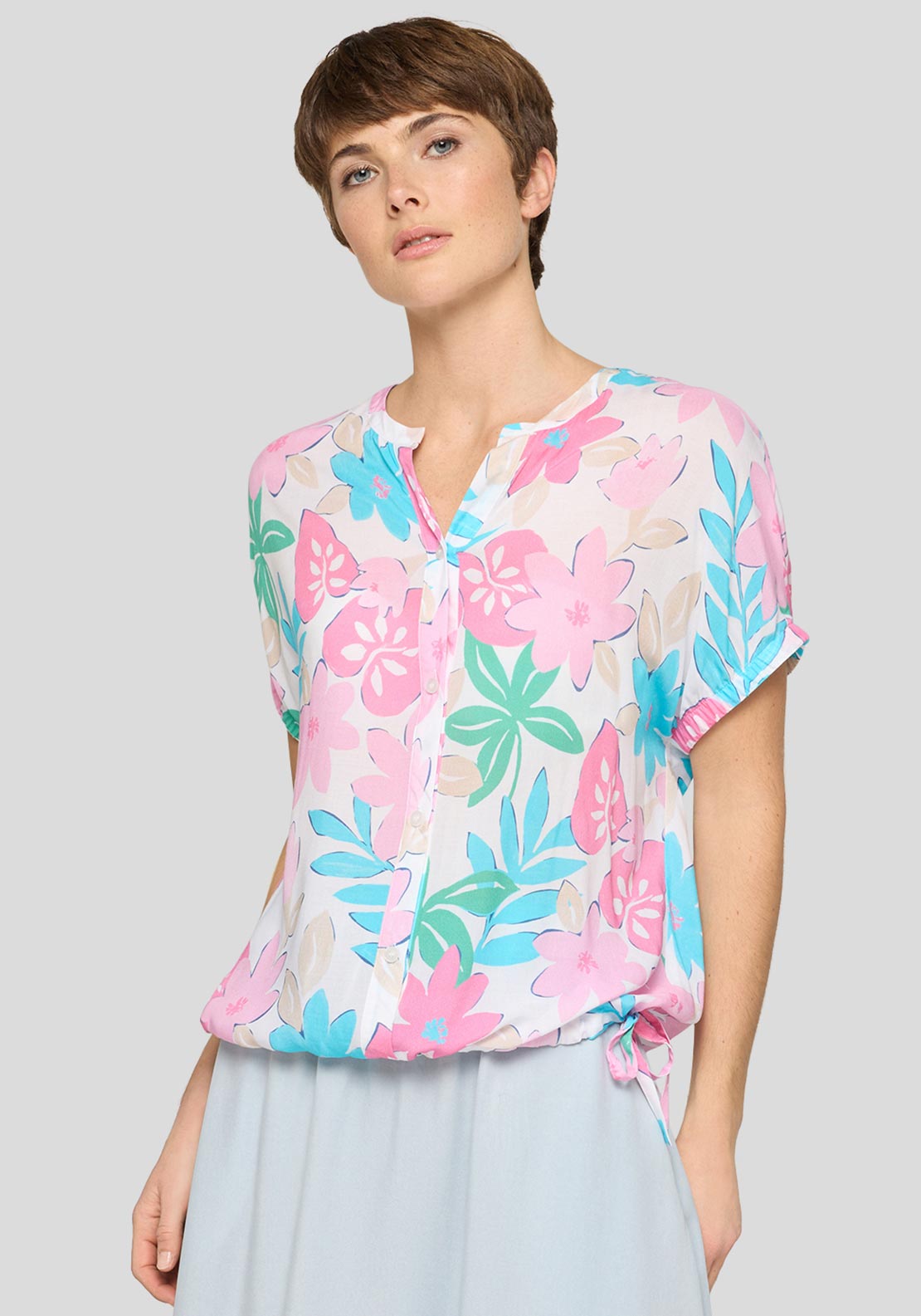 Rabe Tropical Floral Short Sleeve Blouse, Multi