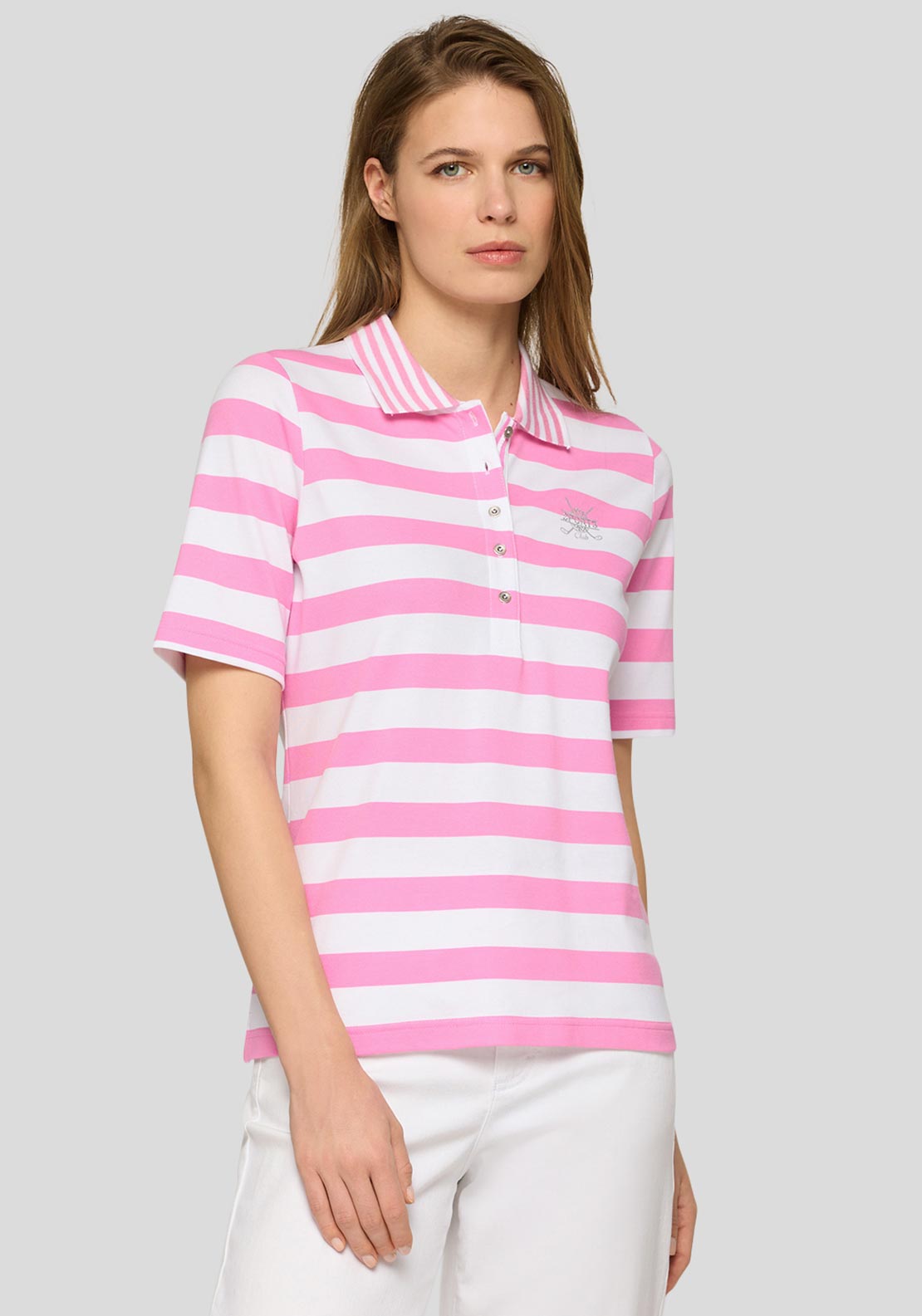 Rabe Striped Polo Shirt, Pink