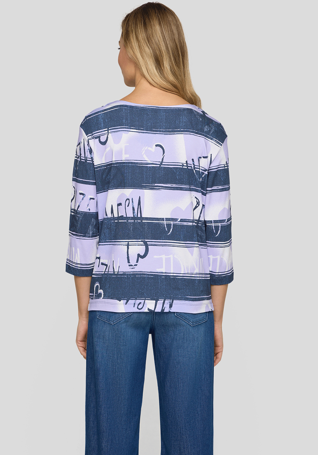Rabe Striped Graphic Striped Print Top, Purple & Navy