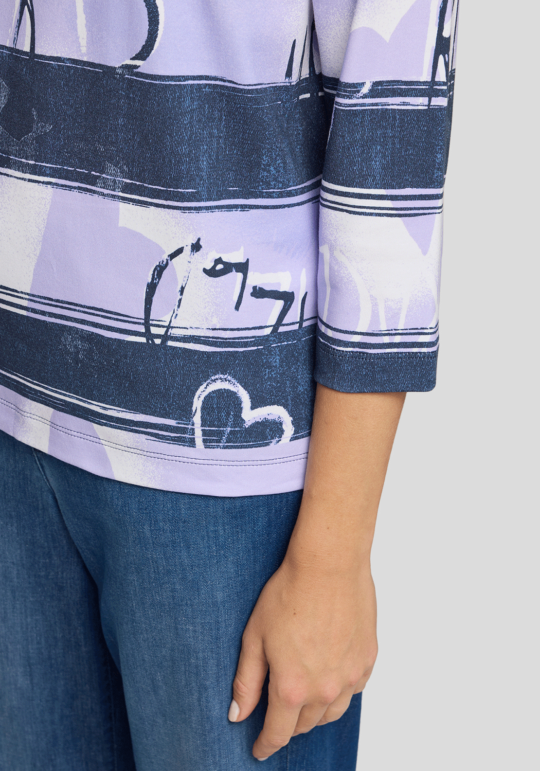 Rabe Striped Graphic Striped Print Top, Purple & Navy