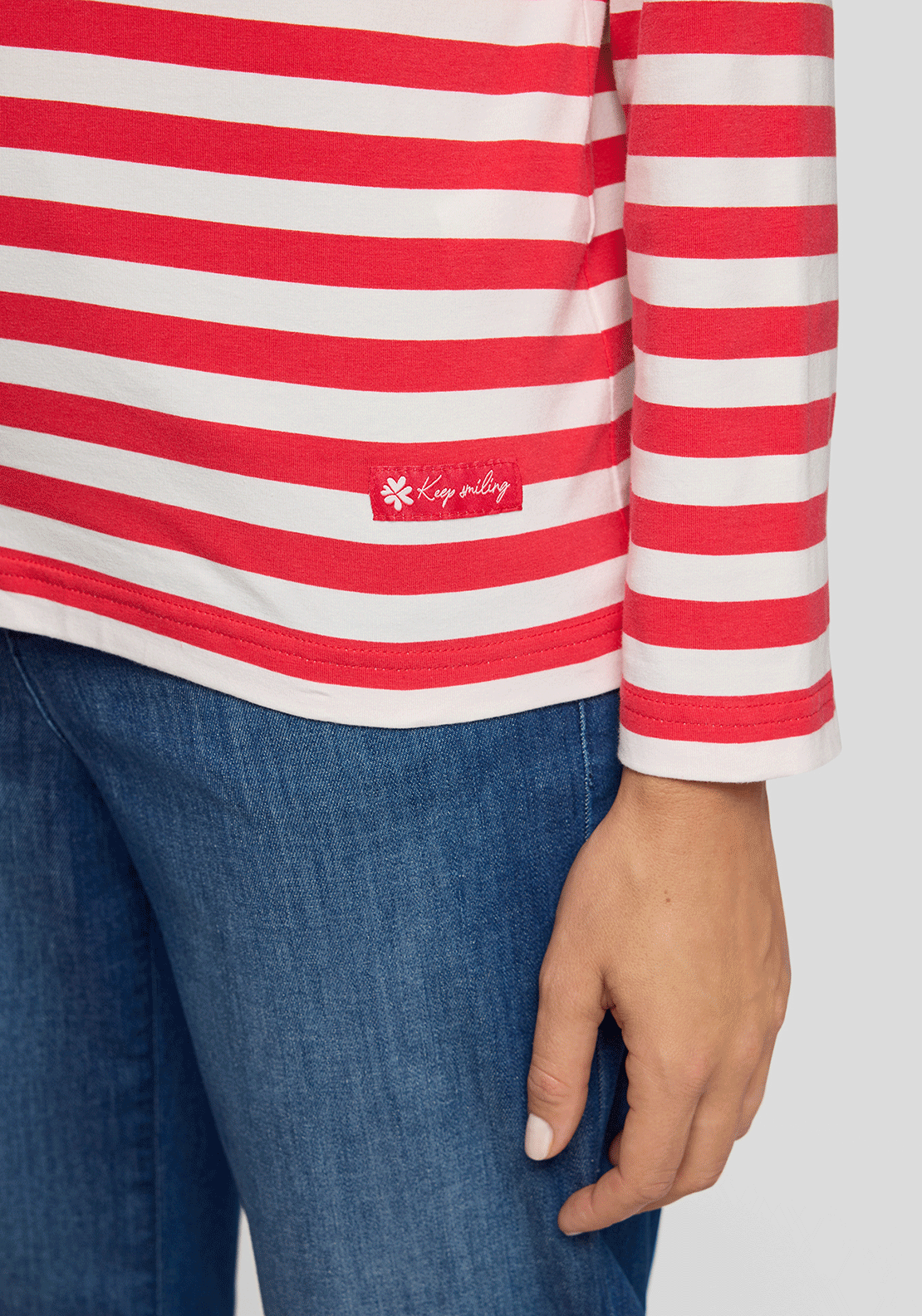 Rabe Striped Long Sleeve Top, Red & White