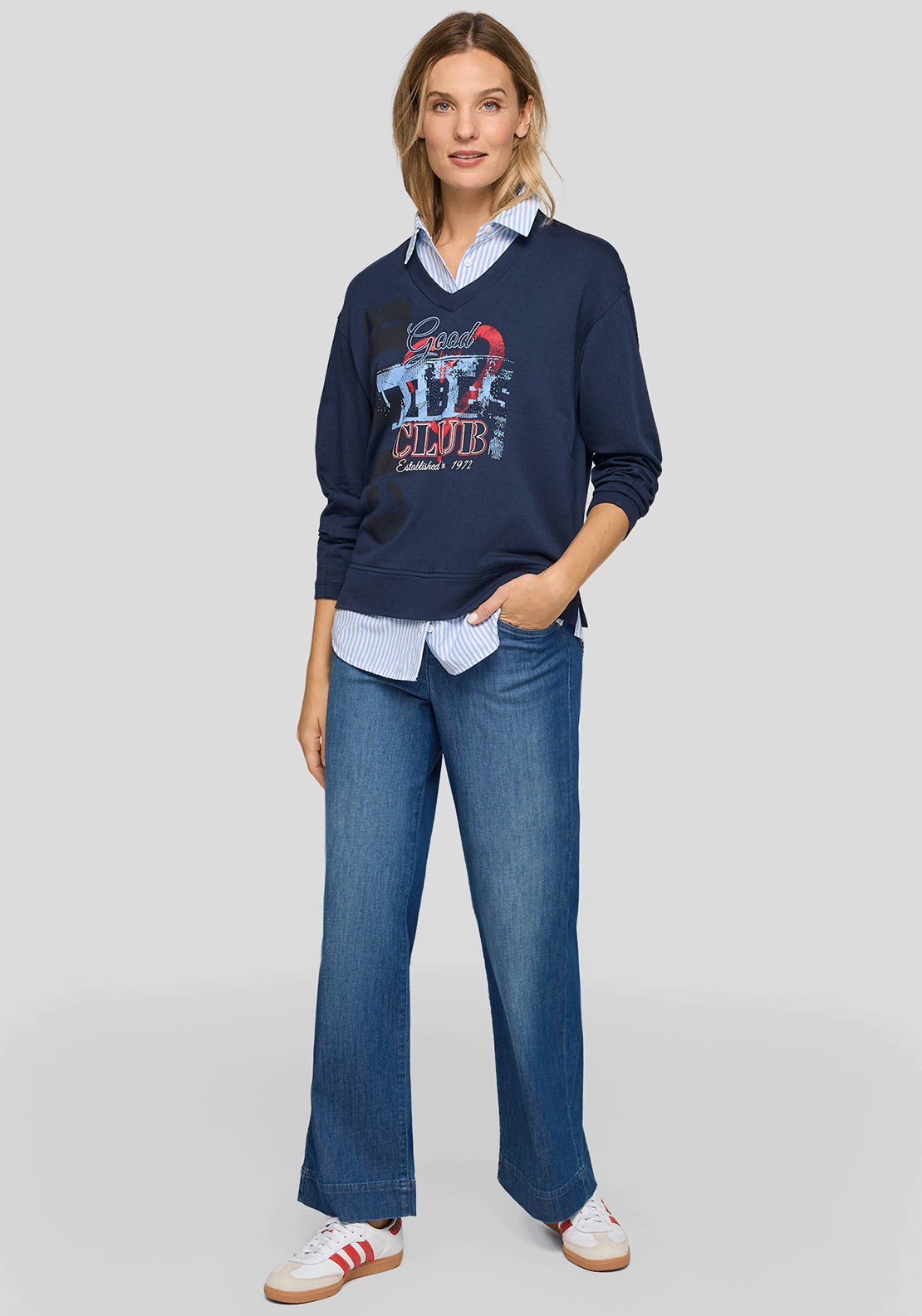 Rabe Shirt Trim Sweatshirt, Navy