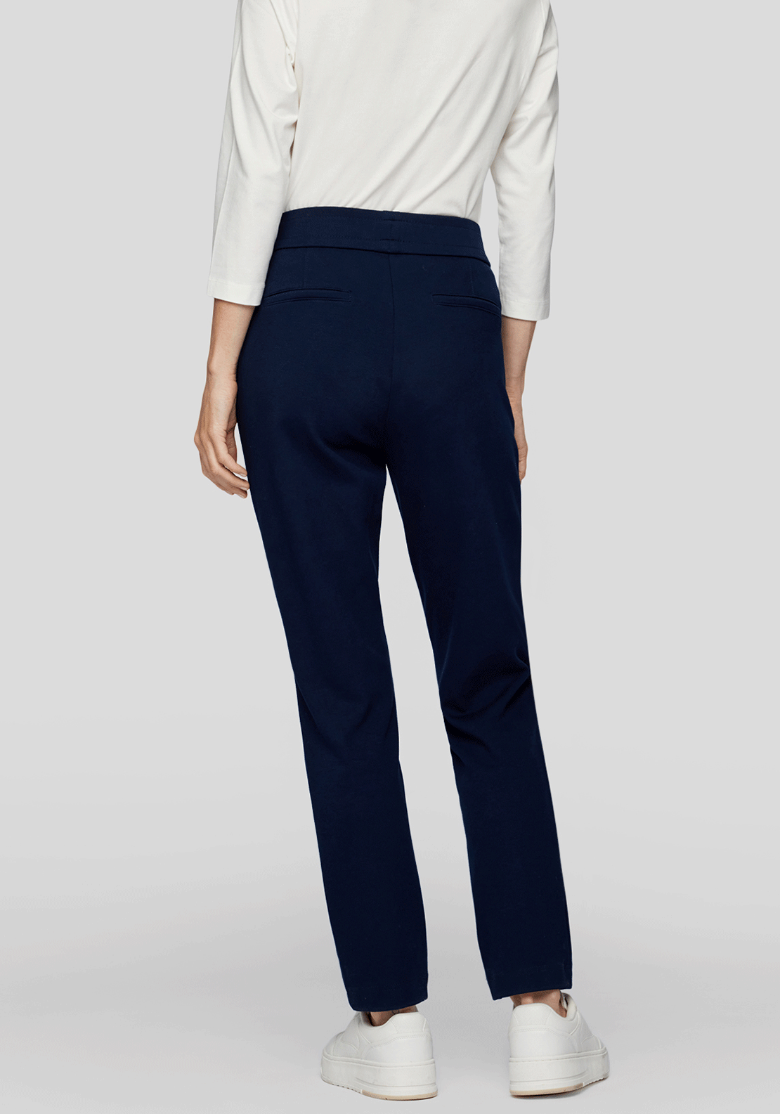 Rabe Jersey Slim Leg Trousers, Navy