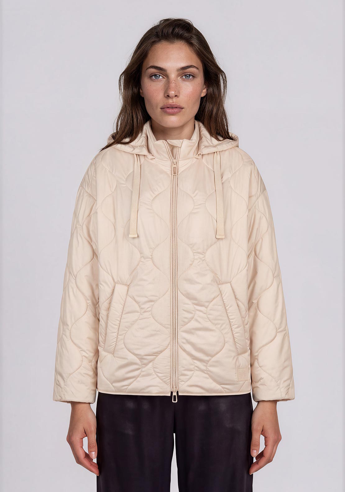 Rabe Quilted with Hood Waterproof Coat, Cream
