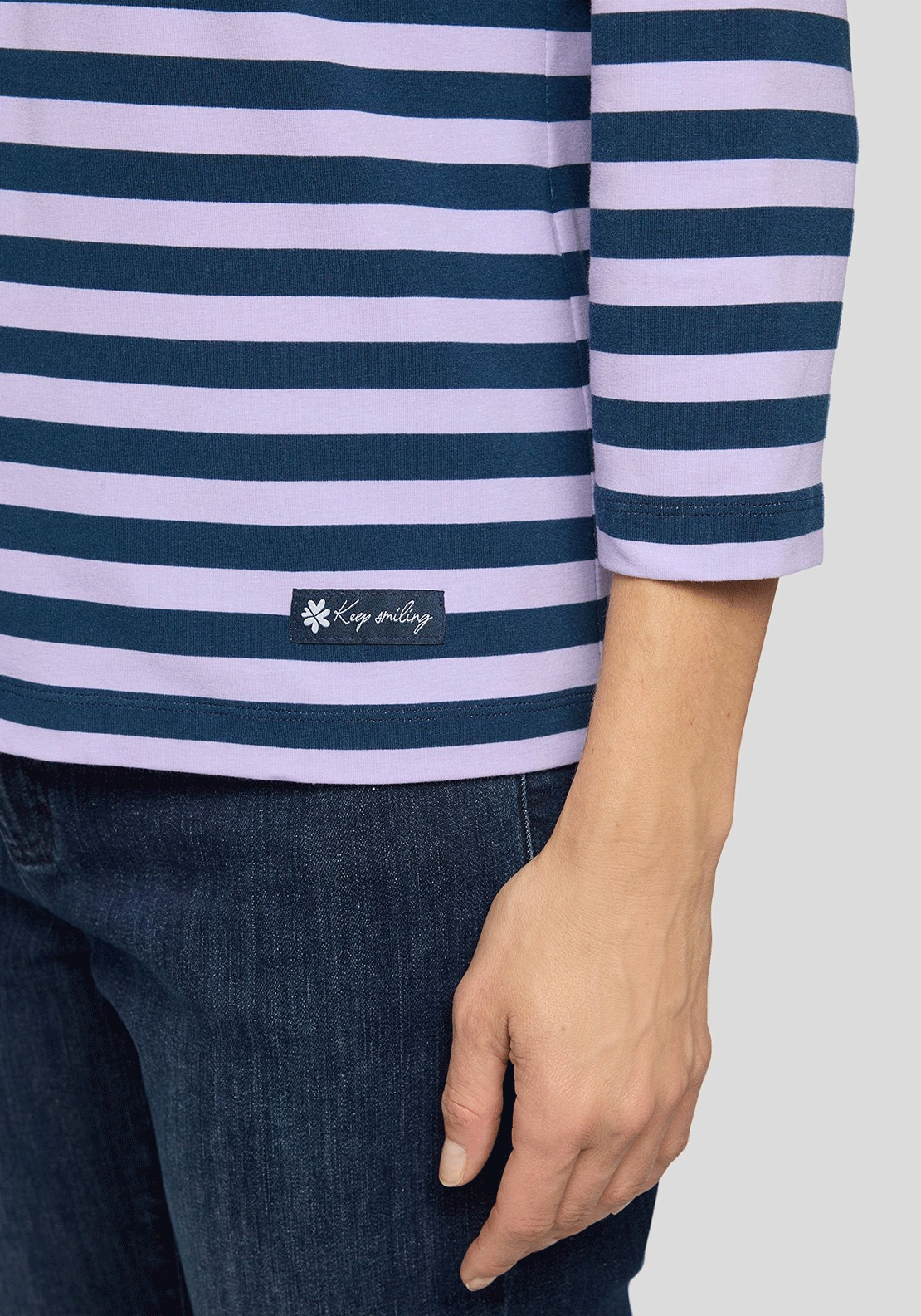 Rabe Striped with Buttons Polo Shirt, Purple