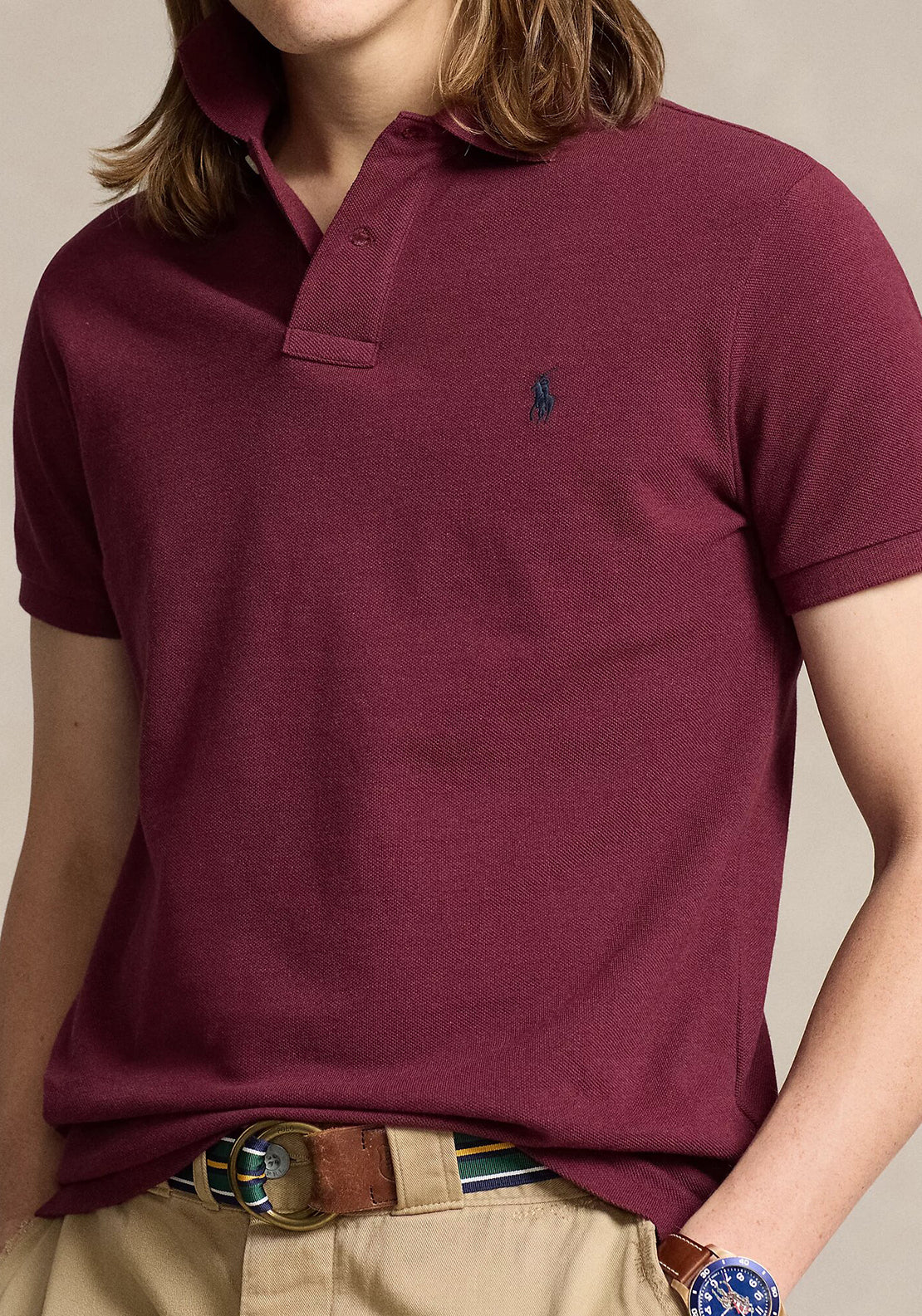 Ralph Lauren Classic Mesh Polo Shirt, Wine Heather