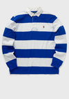 Ralph Lauren Classic Striped Rugby Polo Shirt, White & Blue