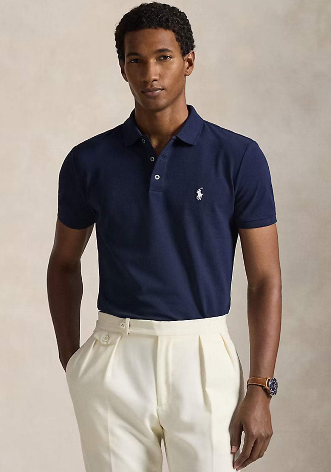 Ralph Lauren Custom Slim Fit Mesh Polo Shirt, Navy