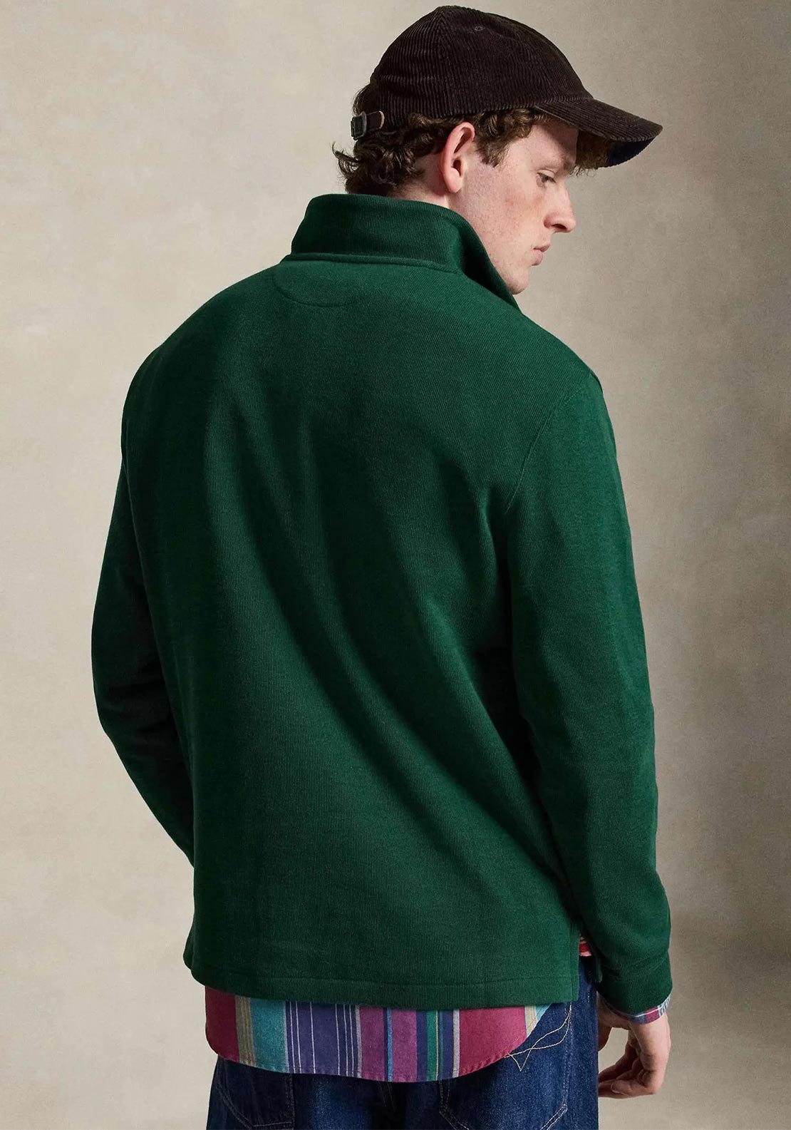 Ralph Lauren Estate Rib Quarter Zip Sweatshirt, Dark Green