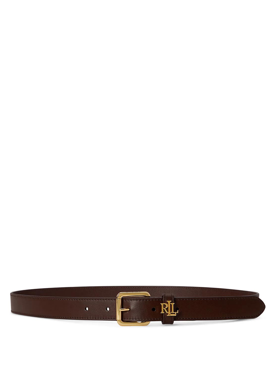 Ralph Lauren Logo-Keeper Skinny Leather Belt, Chestnut Brown