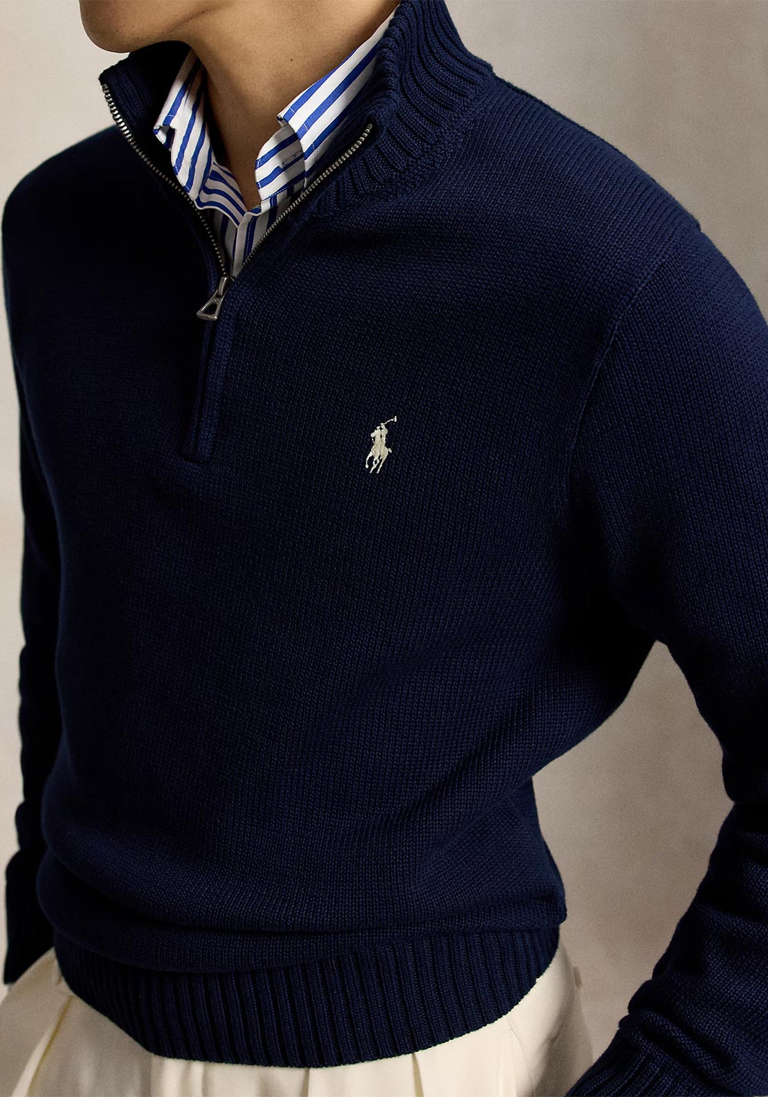 Ralph Lauren Quarter Zip Knit Sweater, Hunter Navy