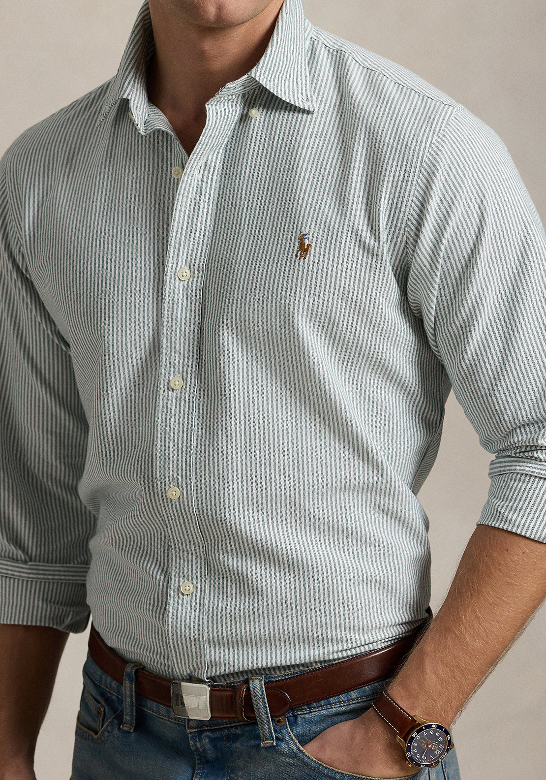 Ralph Lauren Stripe Oxford Shirt, Green