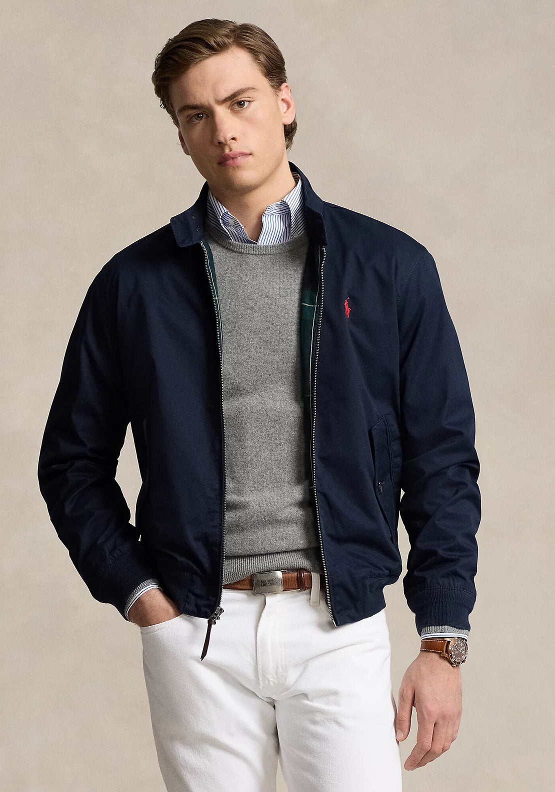 Ralph Lauren Twill Harrington Jacket, Navy - Main Image