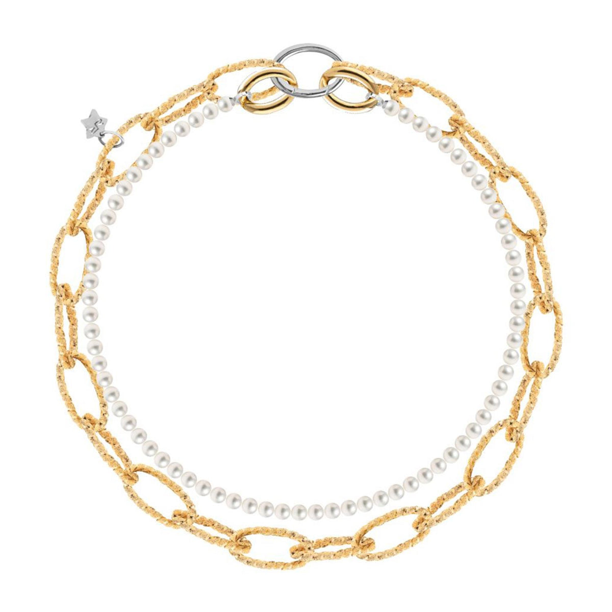 Rebecca Diva Pearl & Chain Link Layer Necklace, Gold