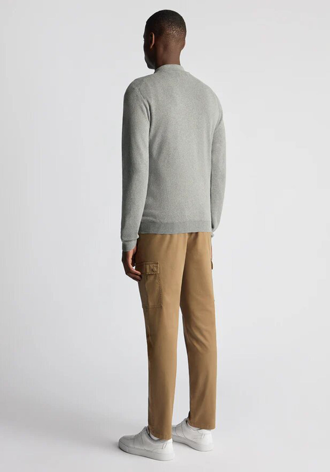 Remus Uomo Long Sleeve Polo Shirt, Light Grey