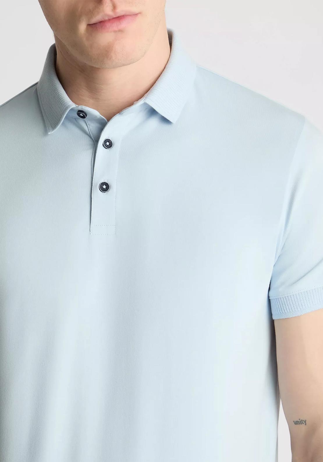 Remus Uomo Ribbed Collar Polo Shirt, Light Blue