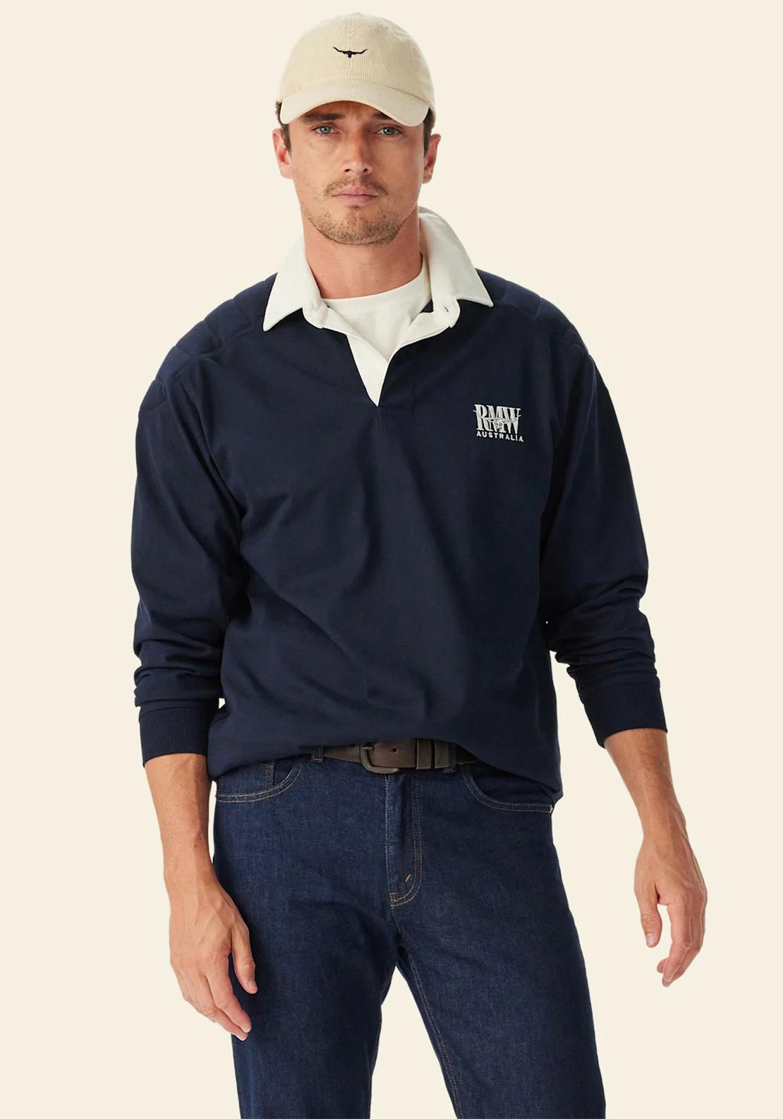 R.M WILLIAMS Classic RMW Rugby Shirt, Navy