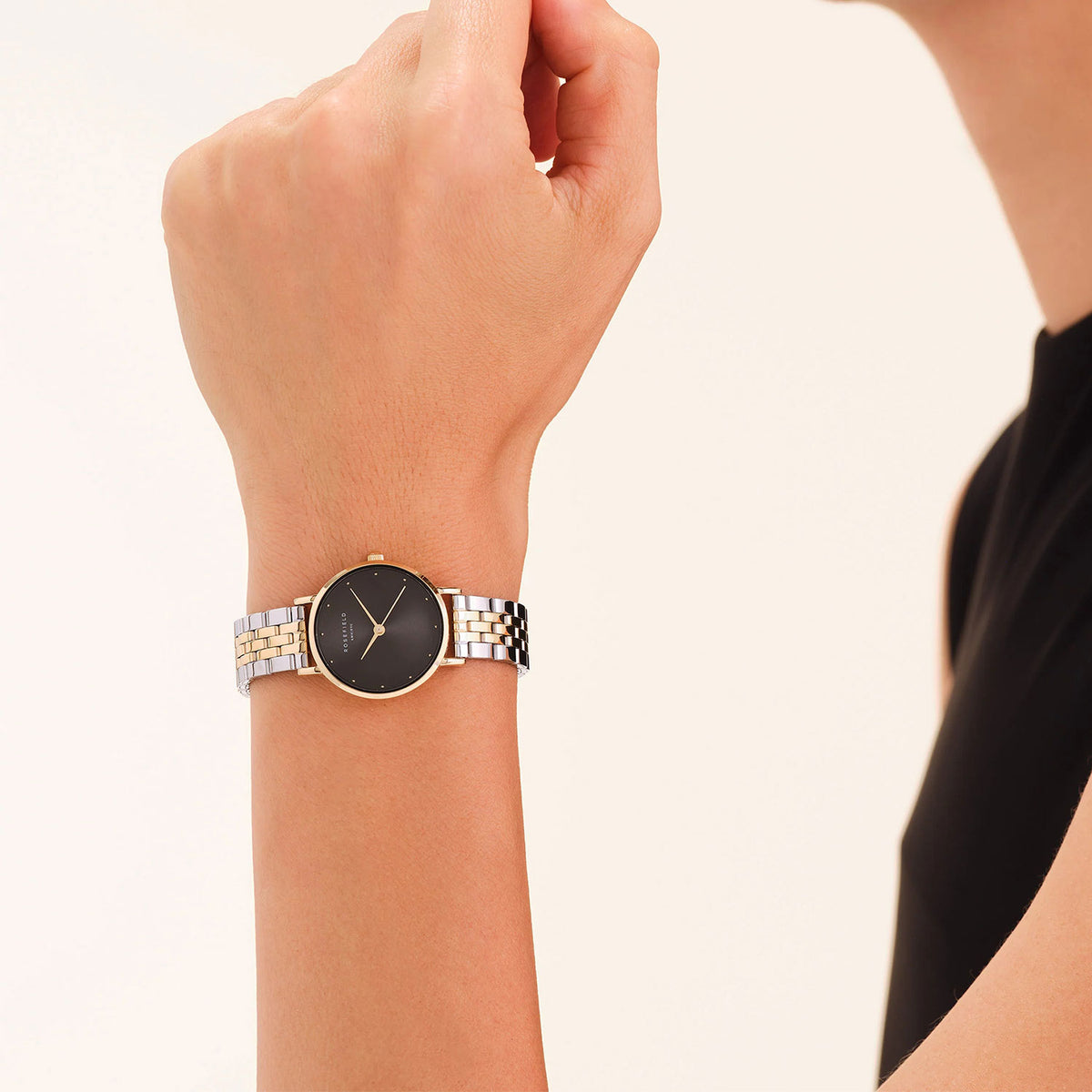 Rosefield Small Edit Watch, Gold & Black Multi