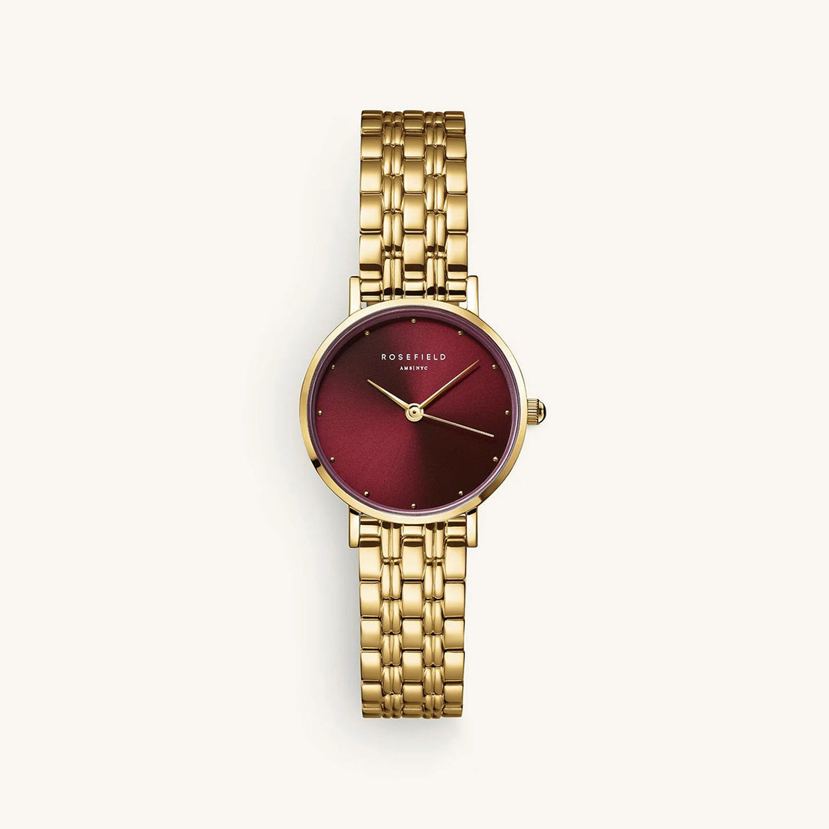 Rosefield Small Edit Watch, Gold & Burgundy