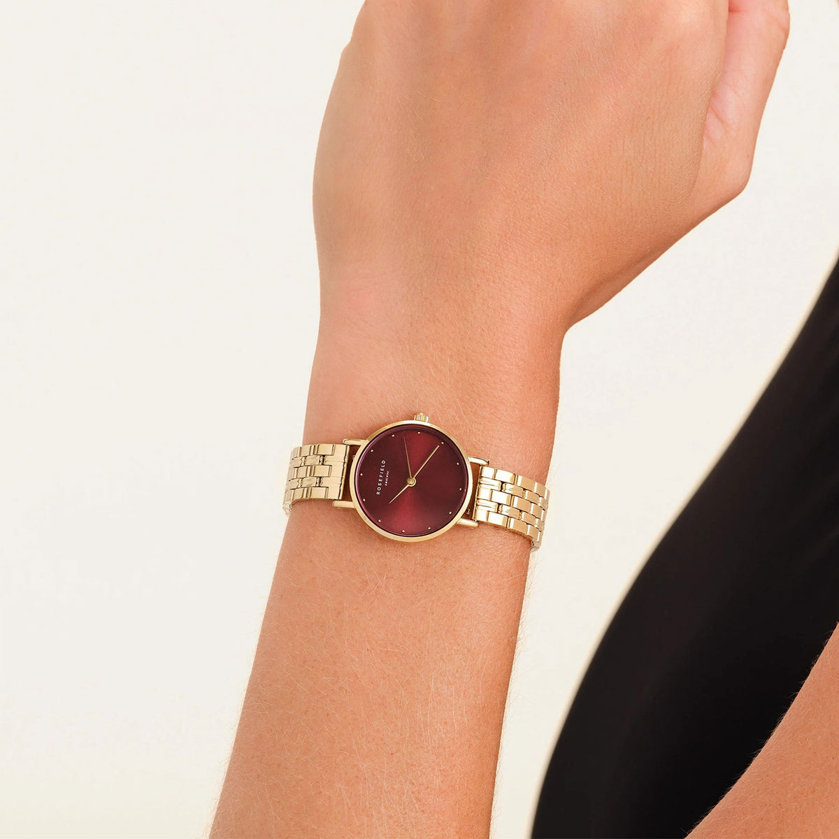 Rosefield Small Edit Watch, Gold & Burgundy