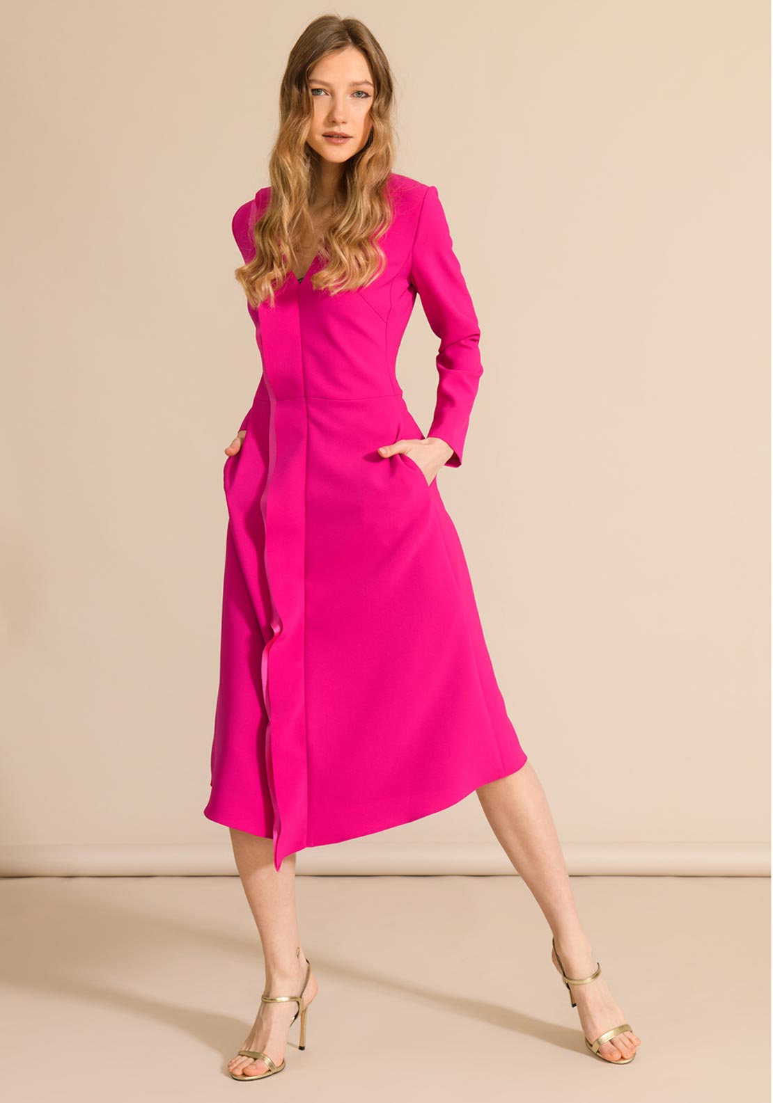 white christmas dresses Caroline Kilkenny Aurelie Dress Fuchsia – County Boutique main image 1